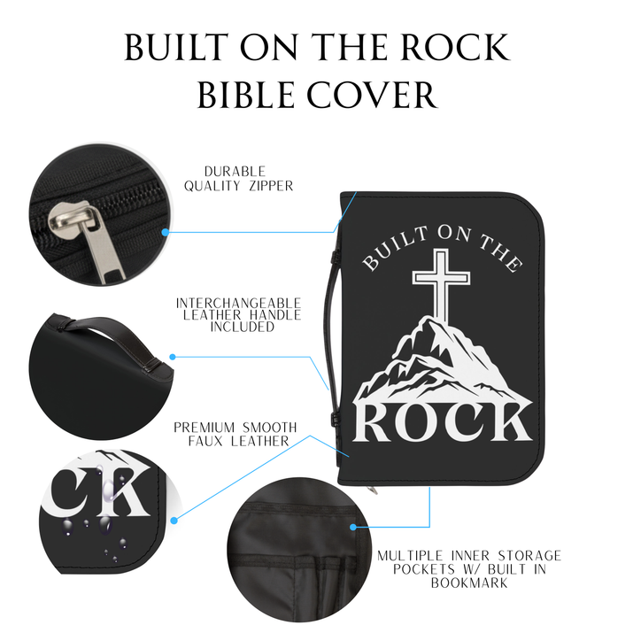 Built on the Rock leather branded Bible Cover