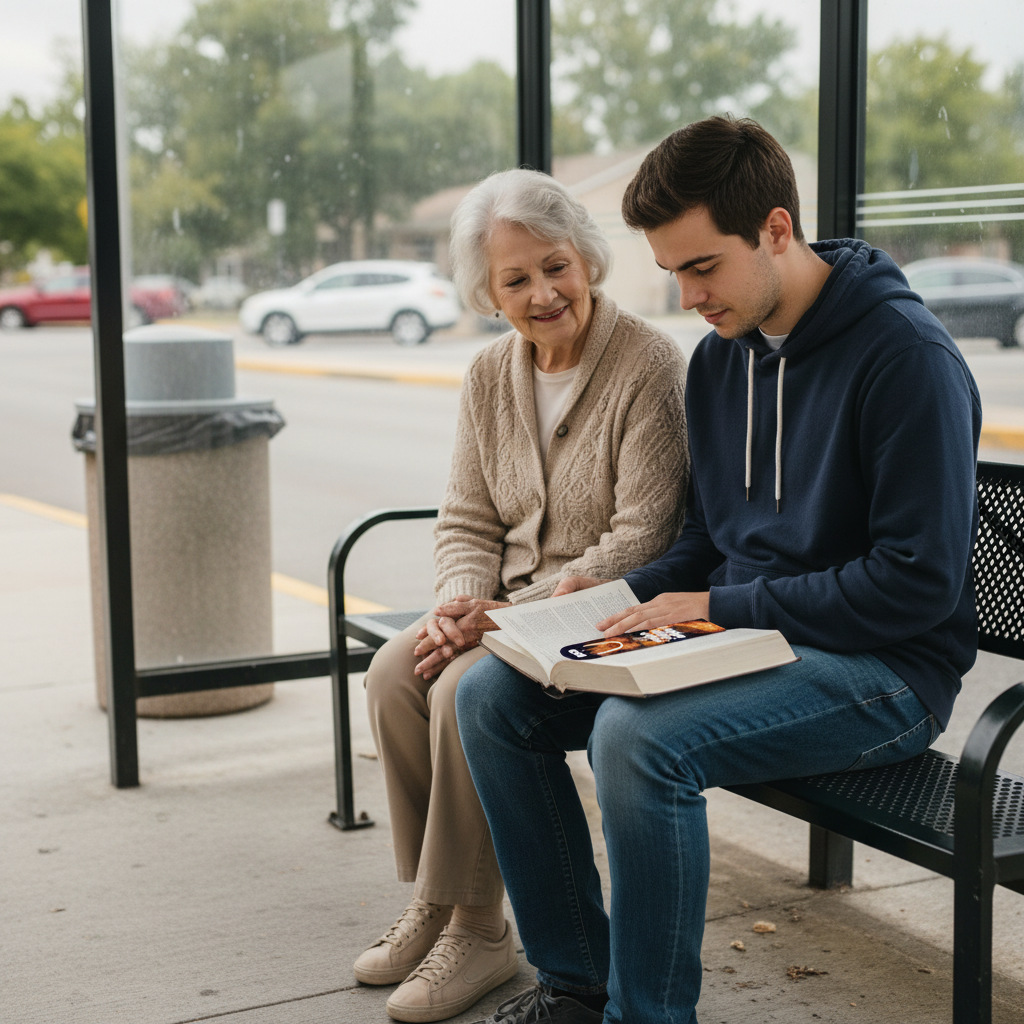 Bus Stop Open Book Bro Read