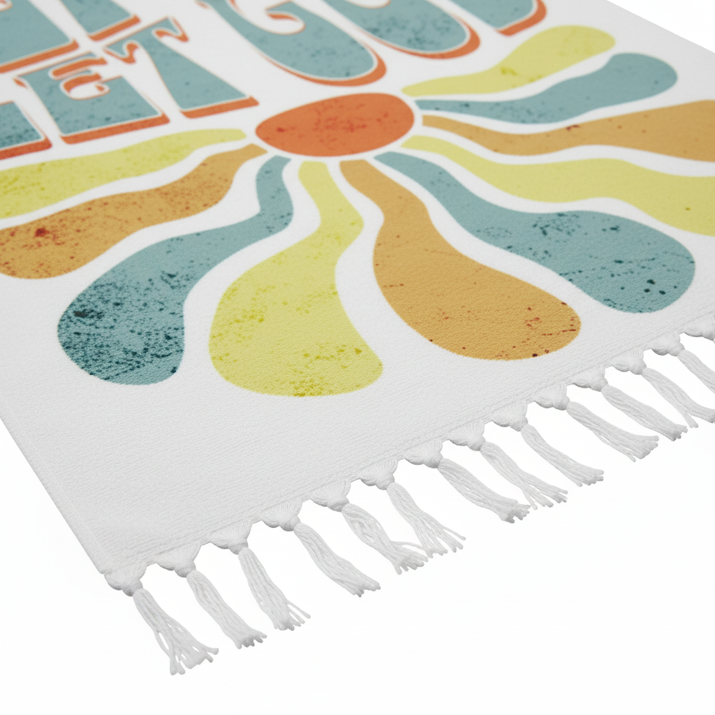 Close-up of knotted tassels and vibrant fabric