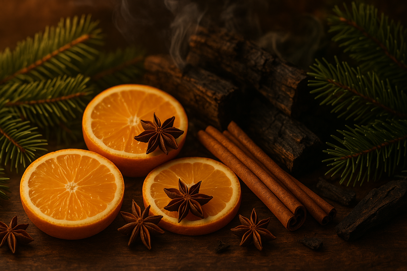 Cozy Winter Fireplace Candle Fragrance Elements