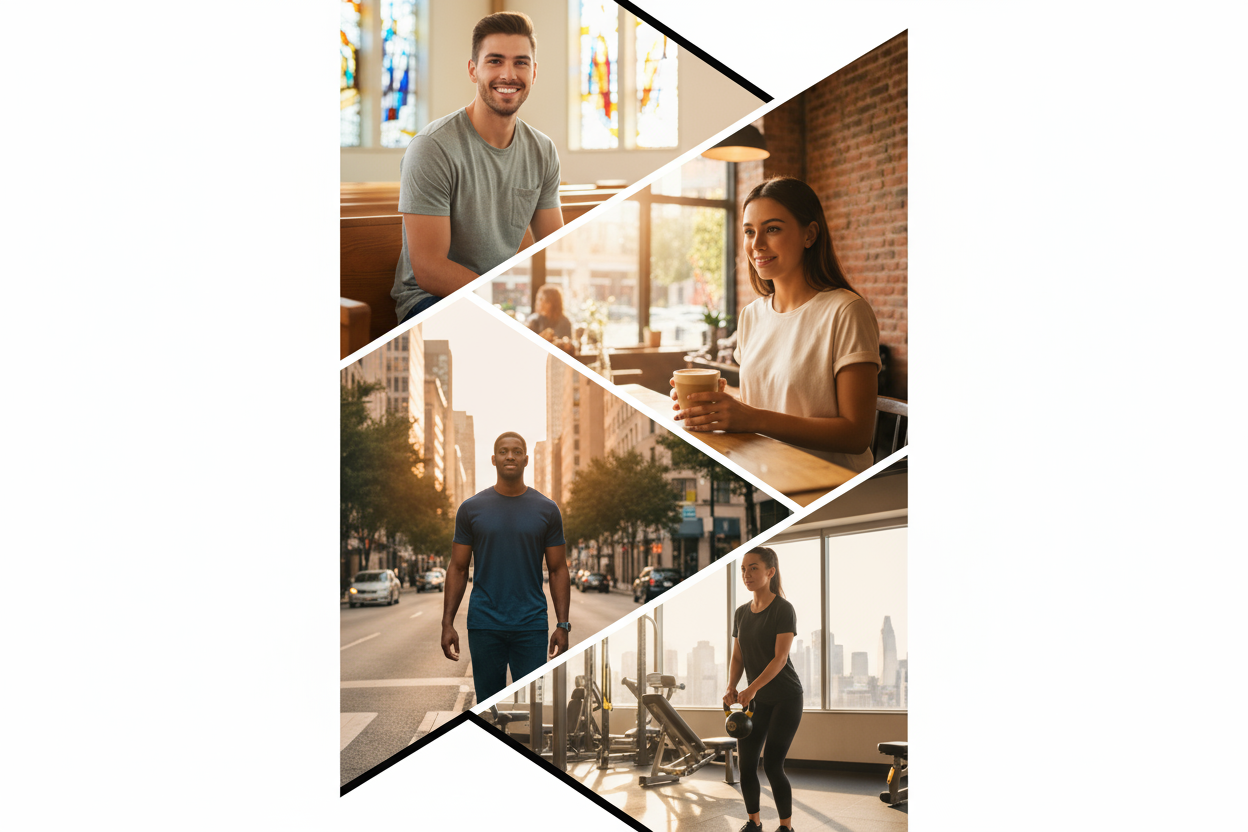 Diagonal zigzag - woman at gym wearing t-shirt with sleeves