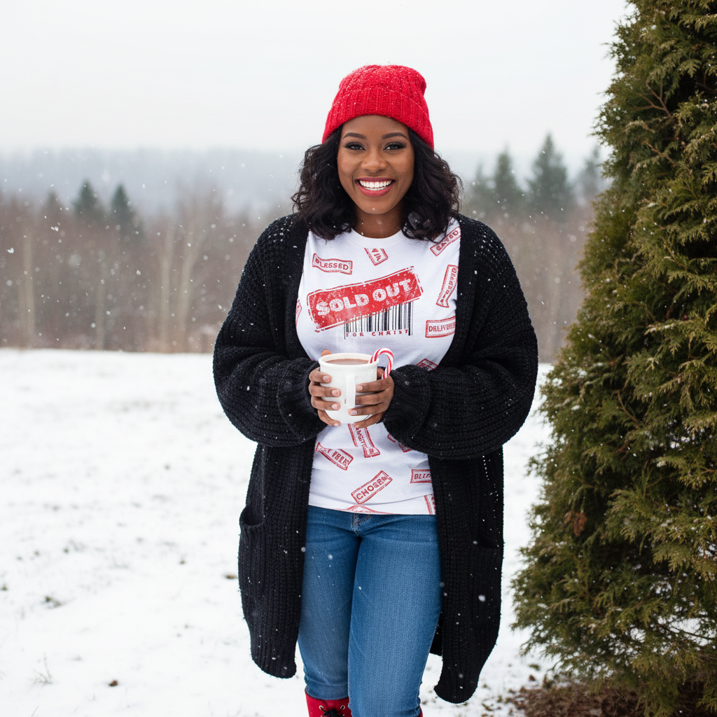 Early Winter Forest Outskirts Black Woman