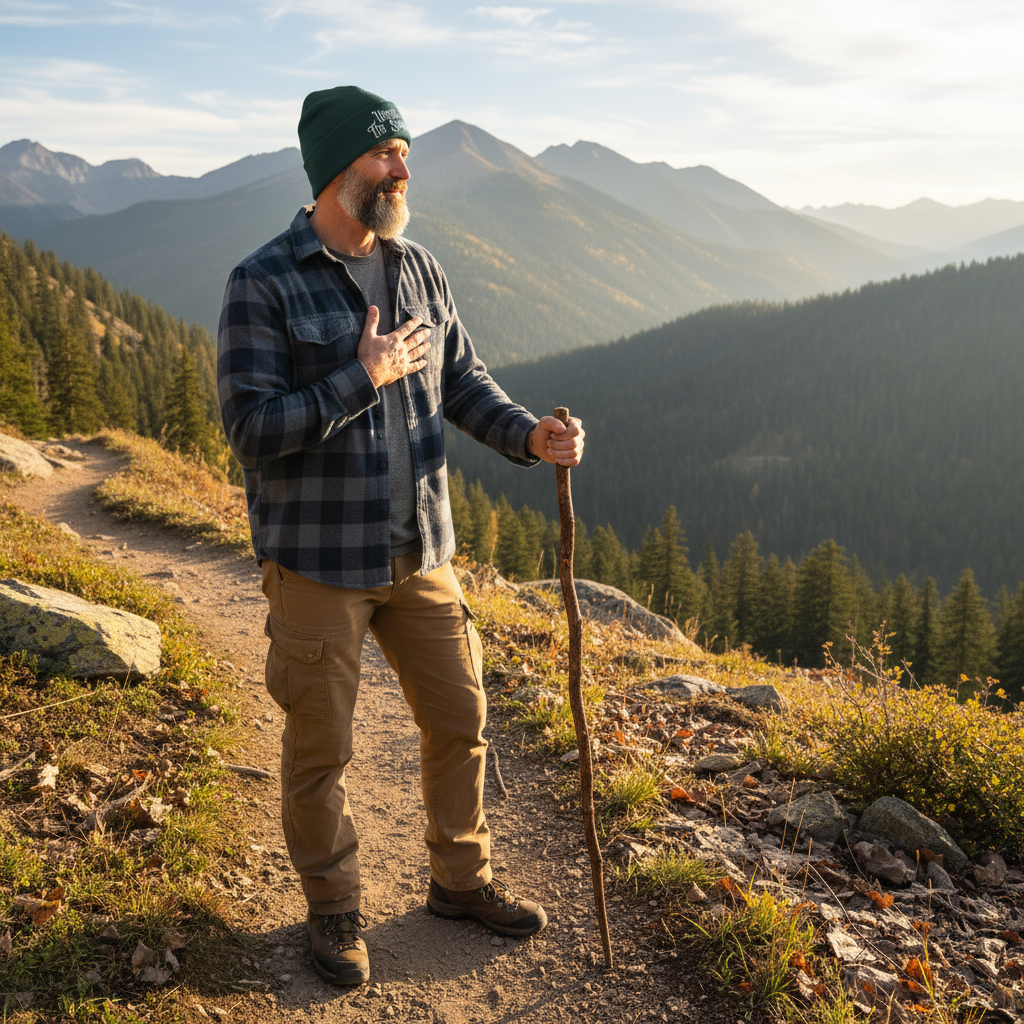 Mature Christian Man Olive Beanie