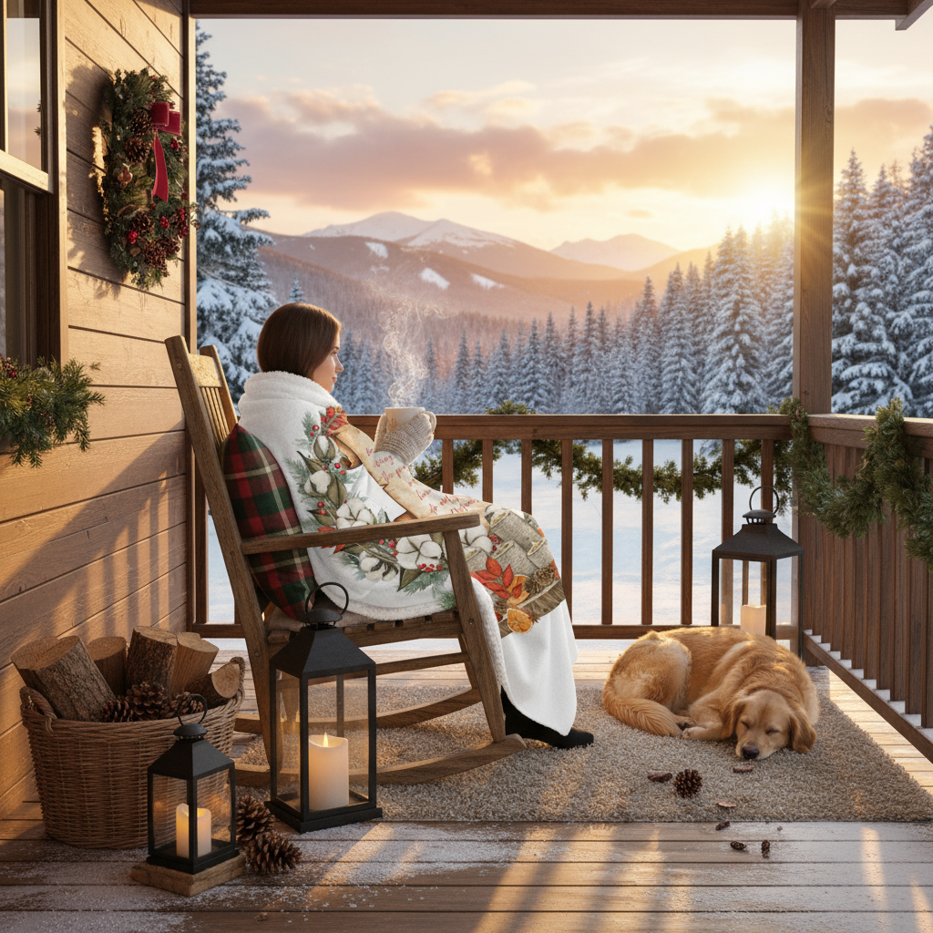 Porch Swing Winter Scene