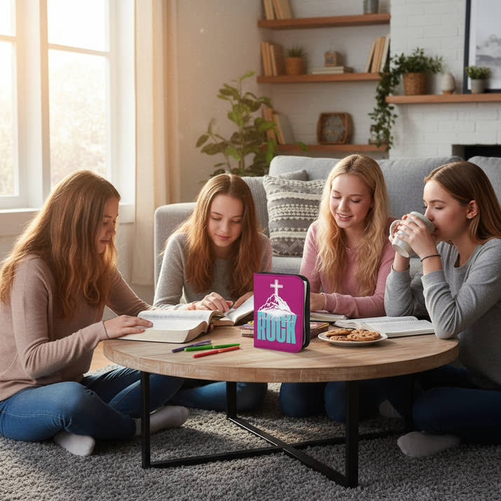 Built on the Rock women's leather branded Bible Cover