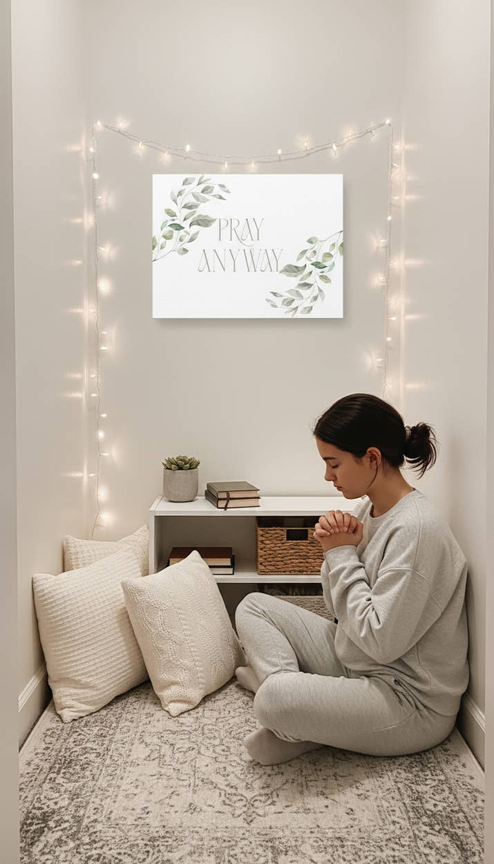 Pray Anyway Minimalistic Elegant leaf