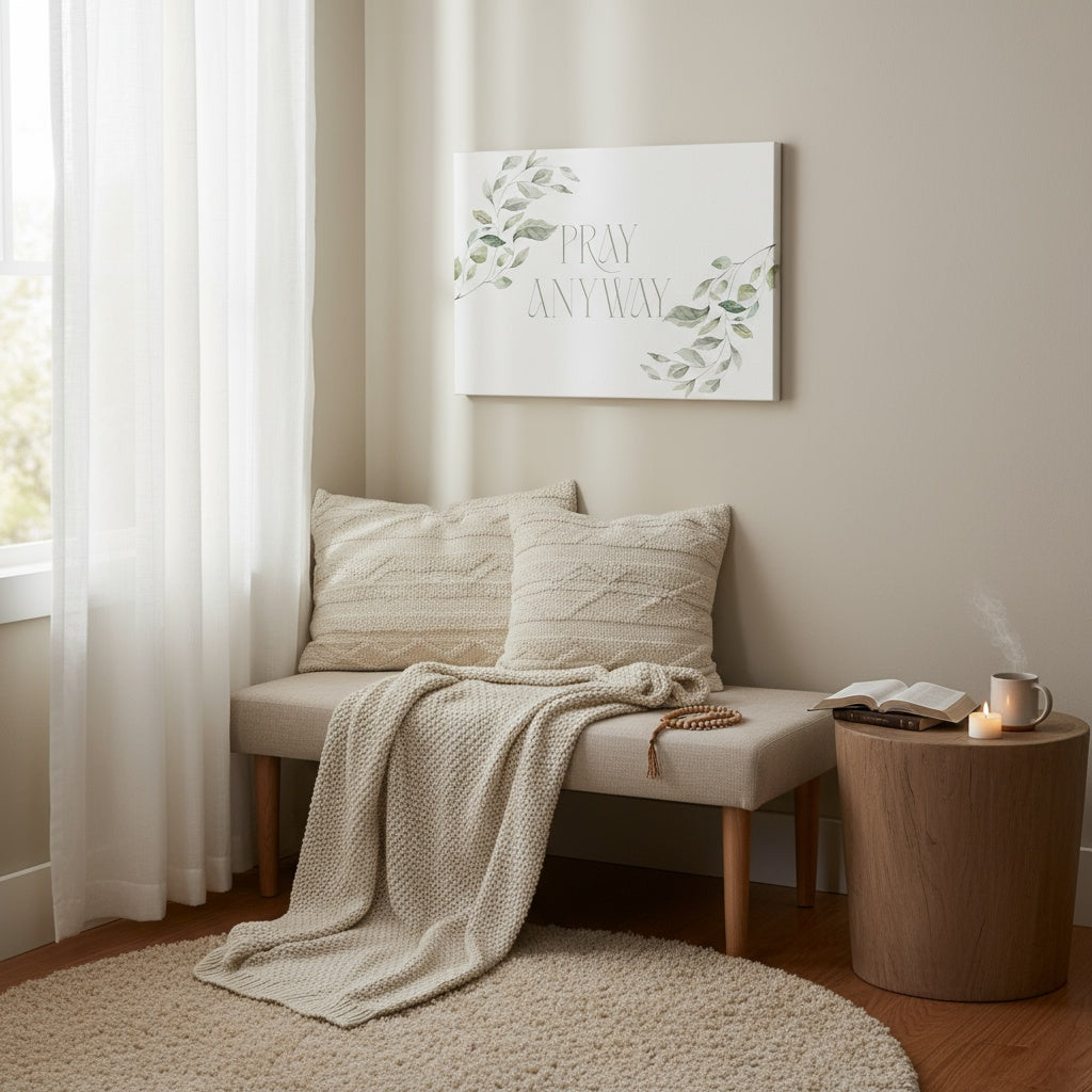 Pray Anyway Minimalistic Elegant leaf