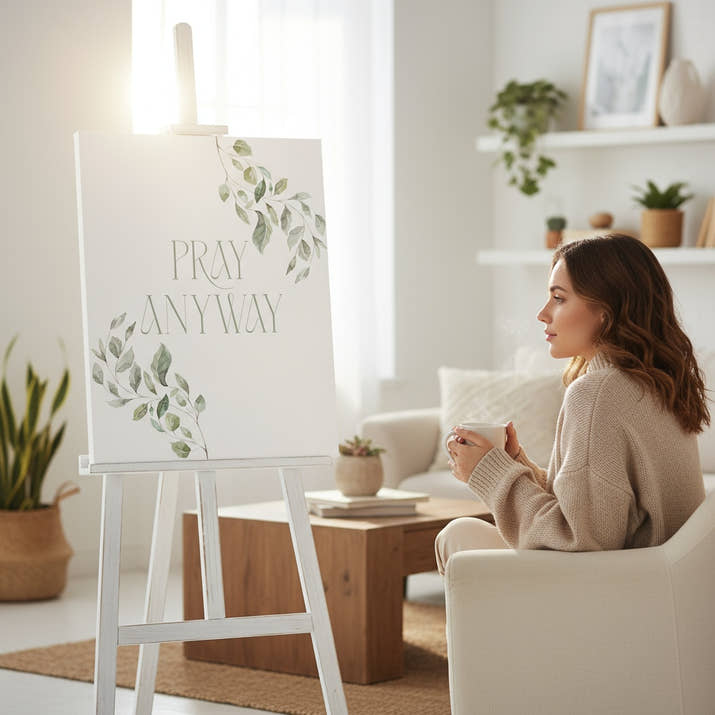 Pray Anyway Minimalistic Elegant leaf