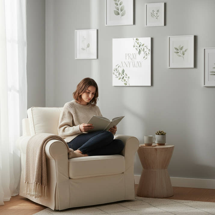 Pray Anyway Minimalistic Elegant leaf