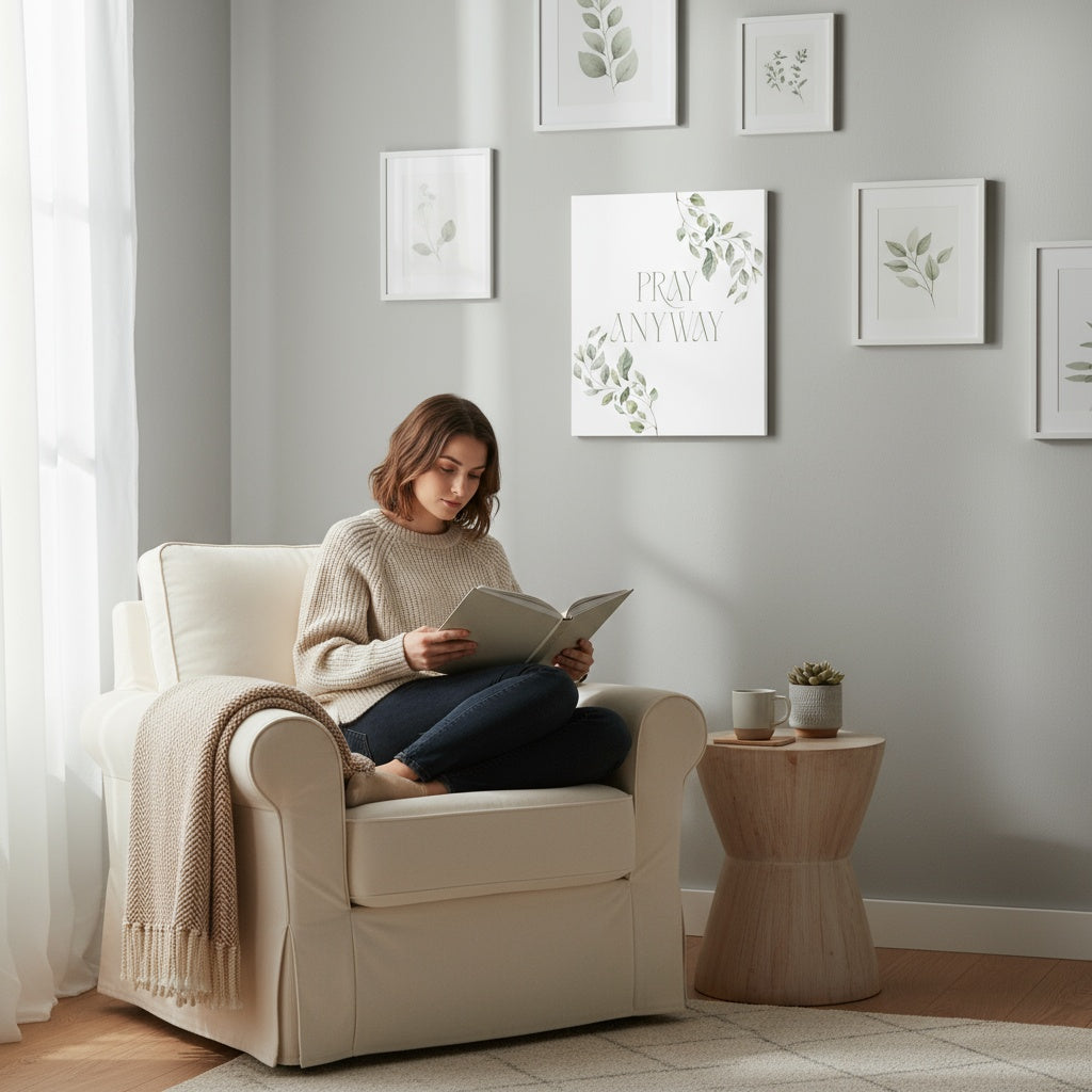 Pray Anyway Minimalistic Elegant leaf