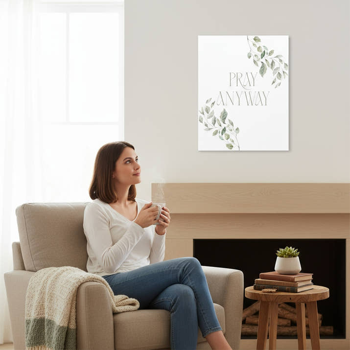 Pray Anyway Minimalistic Elegant leaf