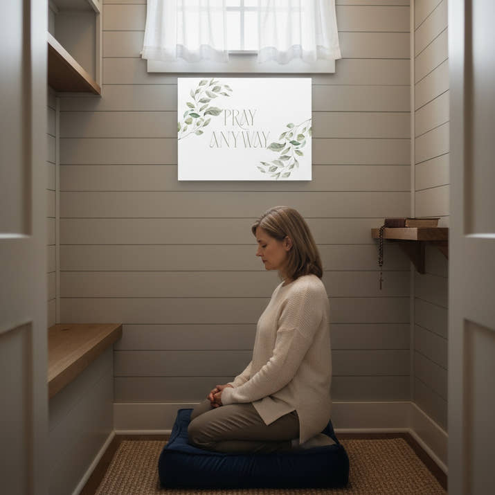 Pray Anyway Minimalistic Elegant leaf