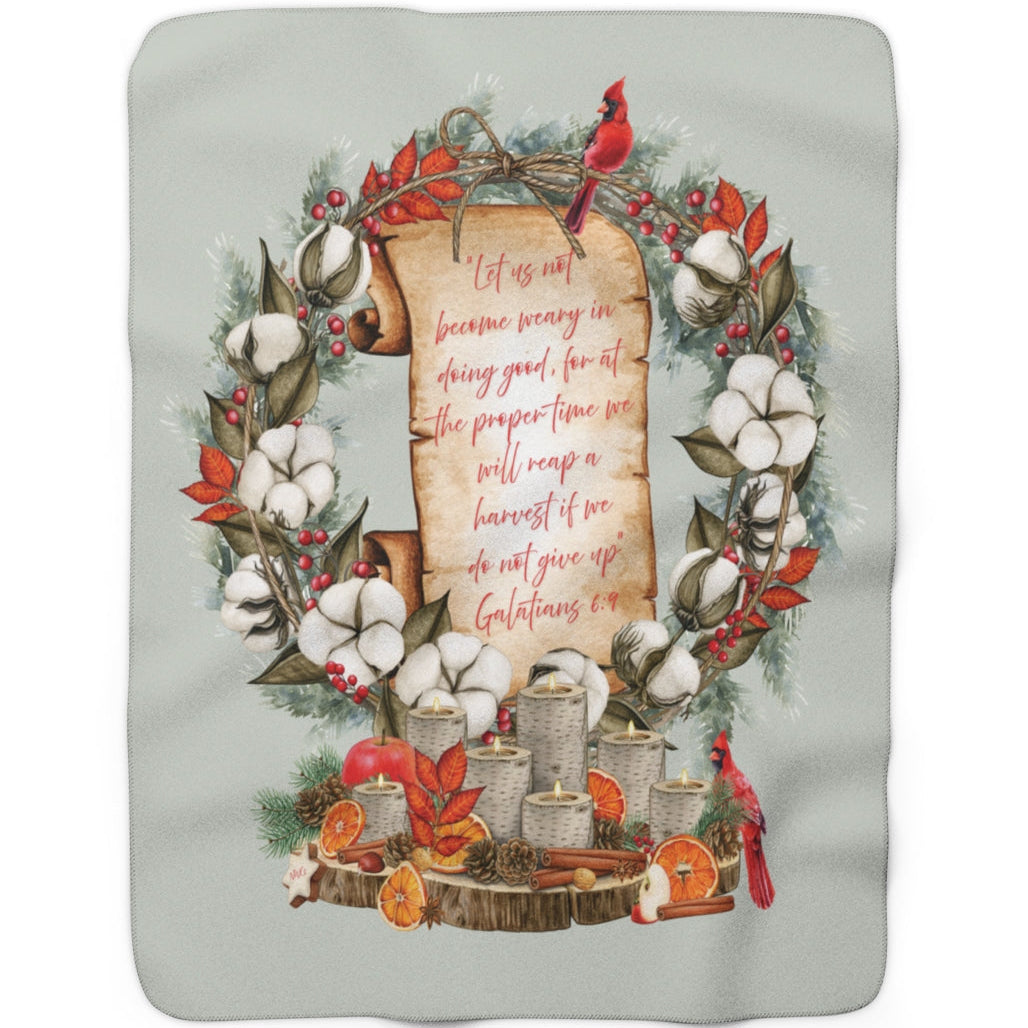 Harvest Winter Scripture Sherpa Blanket