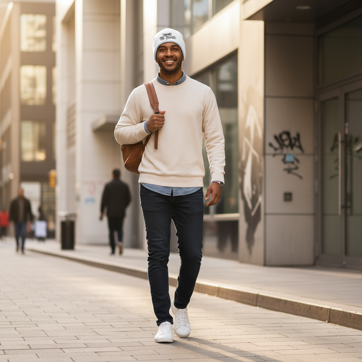 White Beanie Urban Setting