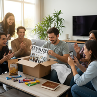 Young man opening Stand Firm NWC8 blanket with correct design layout